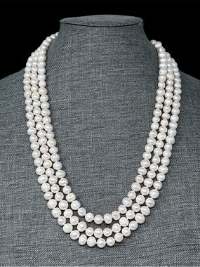 78 Inch Long Genuine Cultured Pearl Necklace